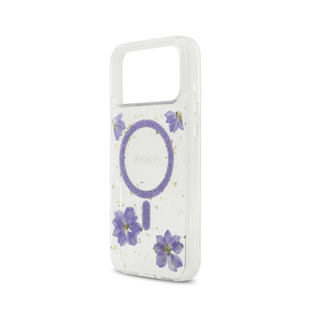 Guess maska MagSafe Resin Flowers & Glitter