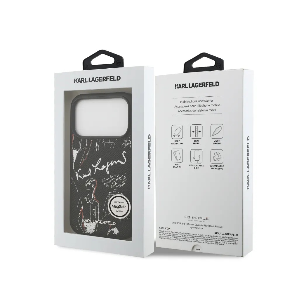 Karl Lagerfeld maska MagSafe Grained Sketch Pattern