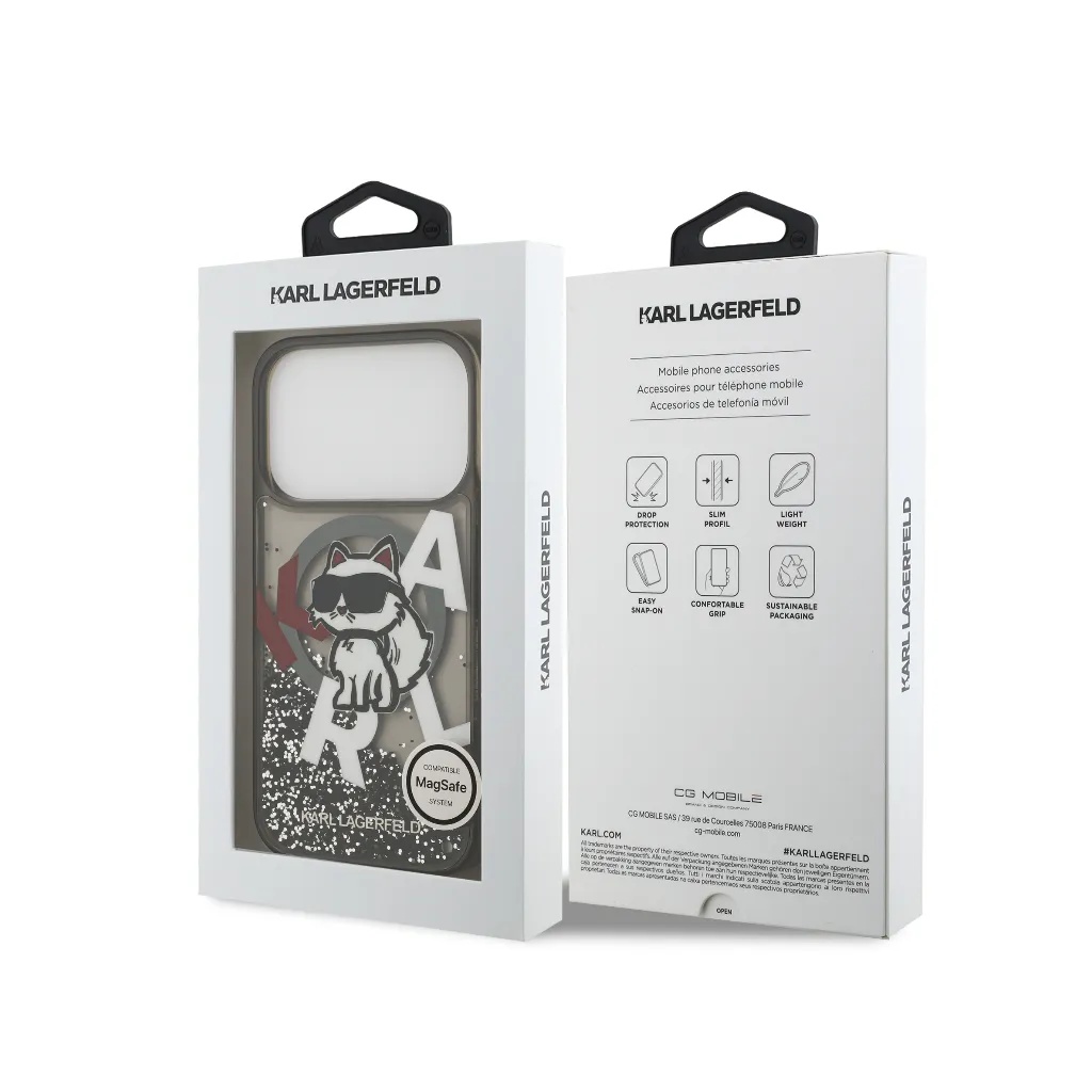 Karl Lagerfeld maska MagSafe Choupette Liquid Glitter
