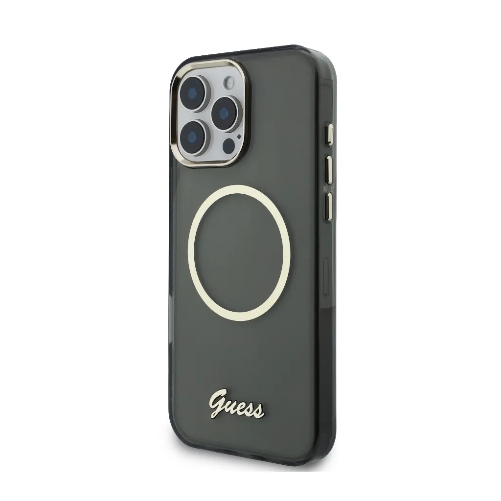 Guess maska MagSafe Script Logo & Camera Frame