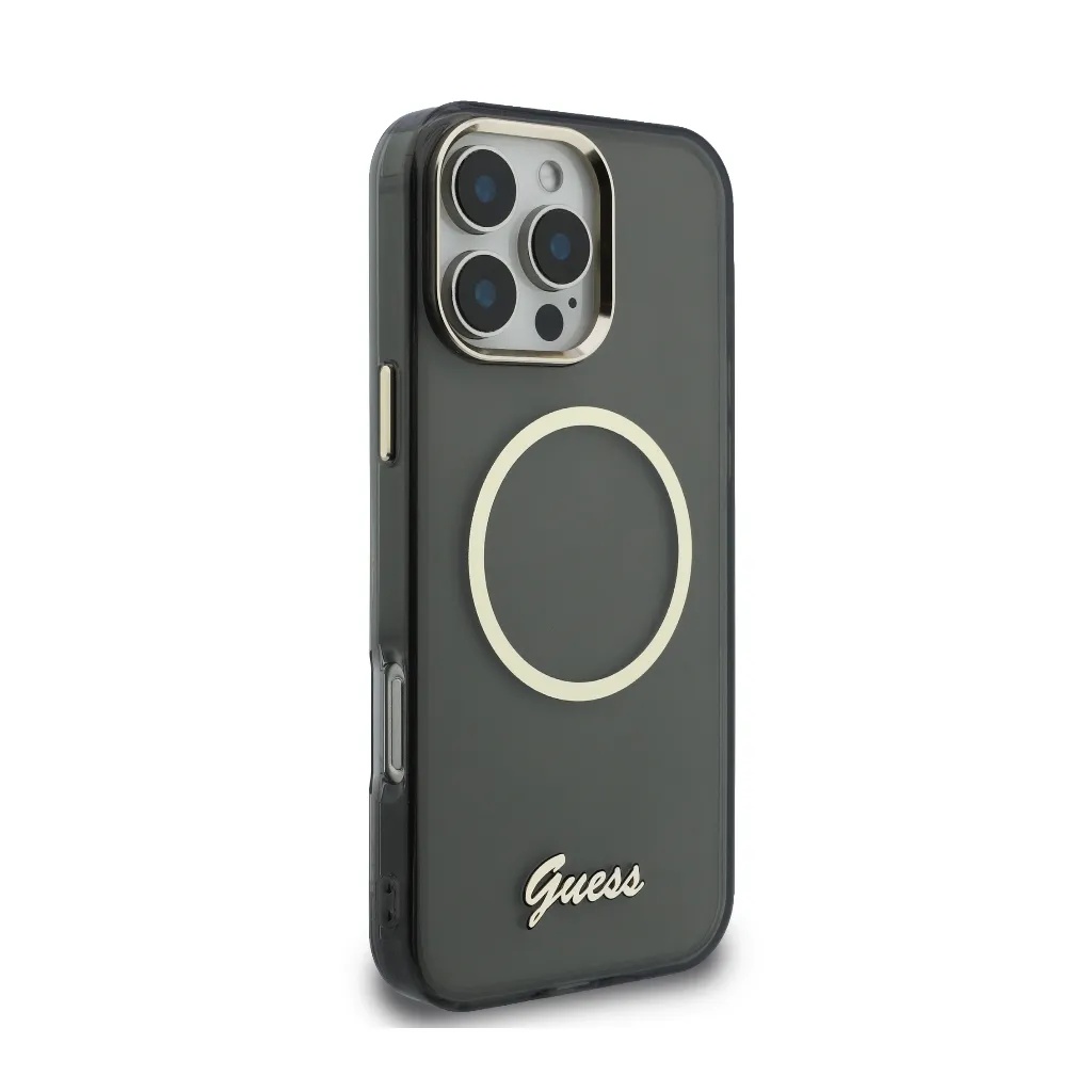 Guess maska MagSafe Script Logo & Camera Frame