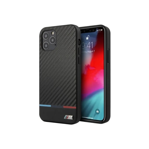 BMW Phone Case Carbon Tricolour Line (iPhone 12 Pro Max, black)