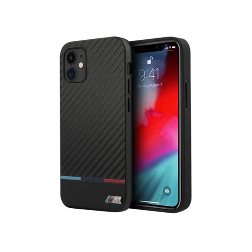 BMW maska Carbon Tricolour Line (iPhone 12 Mini, crno)