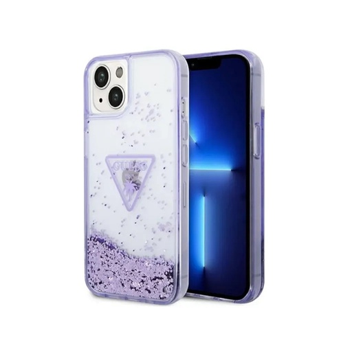 Guess Phone Case Liquid Glitter Translucent Triangle (iPhone 14 Plus, purple)