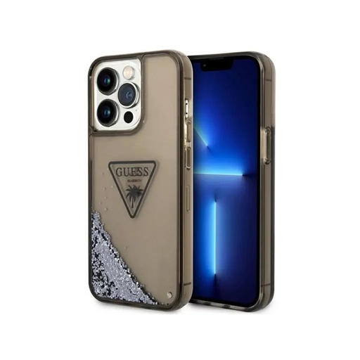 Guess maska Liquid Glitter Translucent Triangle (iPhone 14 Pro, crno)