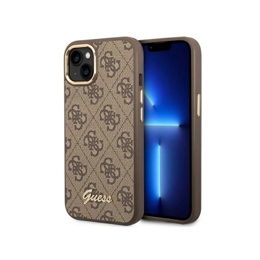 Guess maska 4G Pattern Electroplated Camera (iPhone 14 Plus, smeđe)