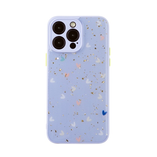 Phone Case Golden Particles Confetti Hearts (iPhone 14 Pro, purple)