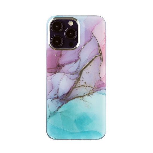 Phone Case Golden Marble (iPhone 14 Plus, purple/green)
