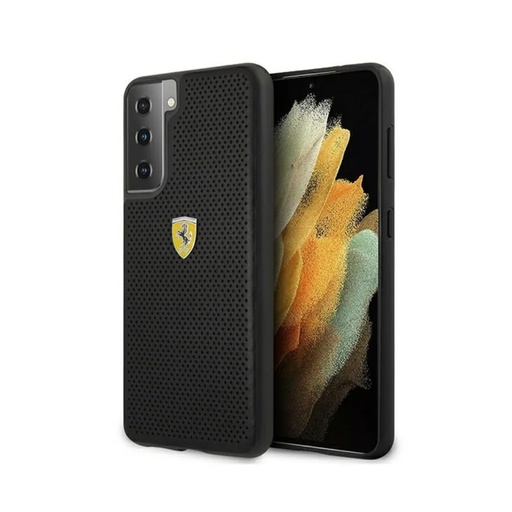 Ferrari Phone Case Metal Logo Perforated (iPhone 12 Mini, black)