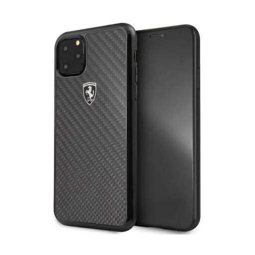 Ferrari Phone Case Carbon Metal Logo (iPhone 11 Pro Max, black)