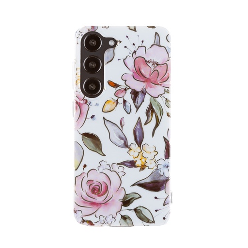 Phone Case Golden Lines Flower (Samsung S23 Ultra, white)