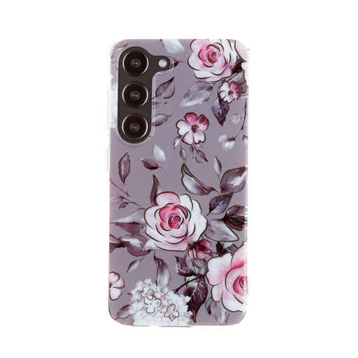 Phone Case Golden Lines Flower (Samsung S23 Ultra, grey)