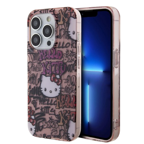 Hello Kitty Phone Case Graffiti Tags (iPhone 15 Pro Max, pink)