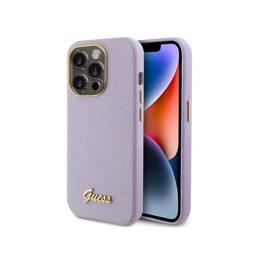 Guess Phone Case Glitter Camera Frame (iPhone 15 Pro, purple)