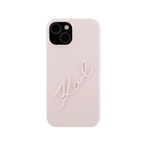 Karl Lagerfeld Phone Case Metal Signature Liquid (iPhone 15, pink)