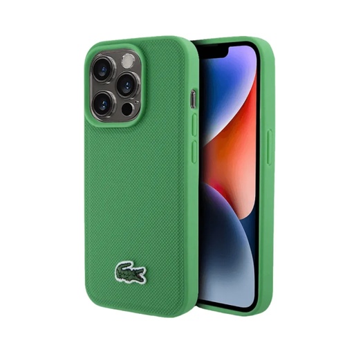 Lacoste maska MagSafe Woven Petit Logo (iPhone 15 Pro, zeleno)