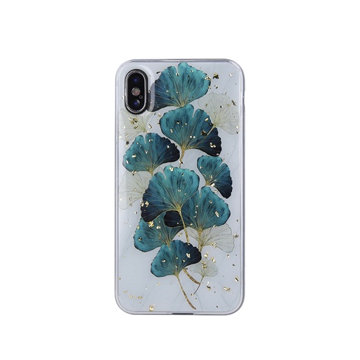 Phone Case Golden Particles Ginkgo Leaves (iPhone 15 Pro Max, blue)
