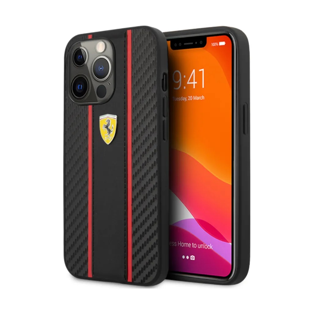Ferrari Phone Case Carbon Effect Matte Vertical Lines