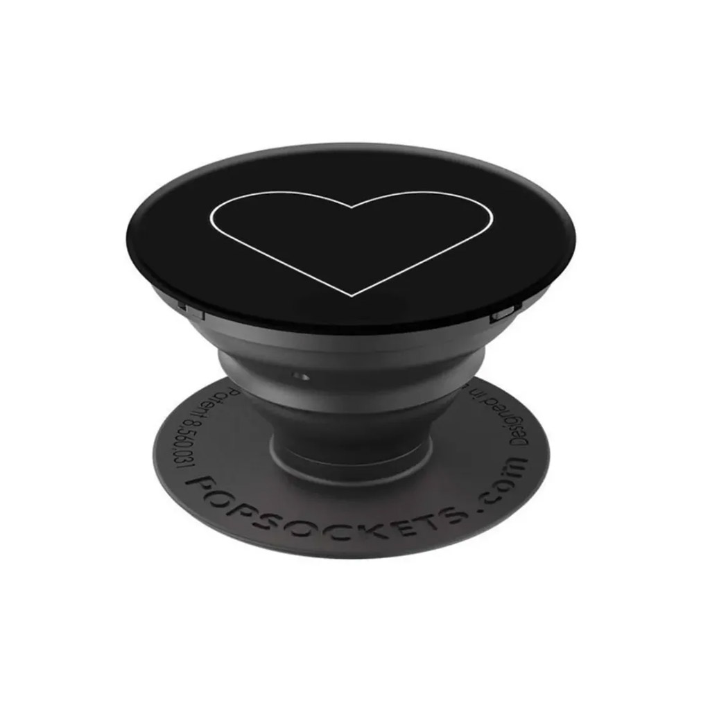 PopSockets Phone Holder White Heart Black
