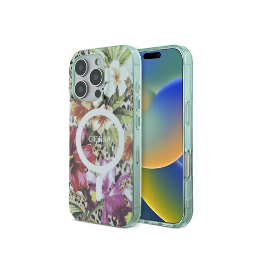 Guess maska MagSafe White Ring Jungle (iPhone 16)