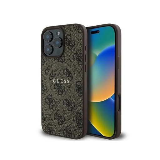 Guess maska MagSafe 4G Pattern Classic Logo (iPhone 16 Plus, smeđe)