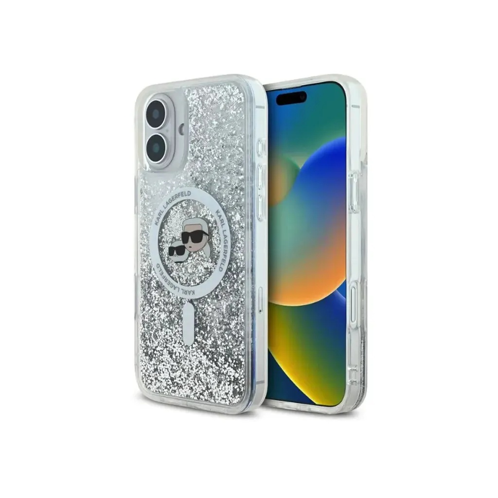 Karl Lagerfeld Phone Case K&C Heads Liquid Glitter MagSafe