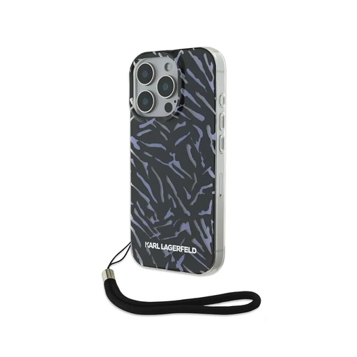 Karl Lagerfeld Phone Case Zebra Wrist Cord (iPhone 16 Pro, purple)