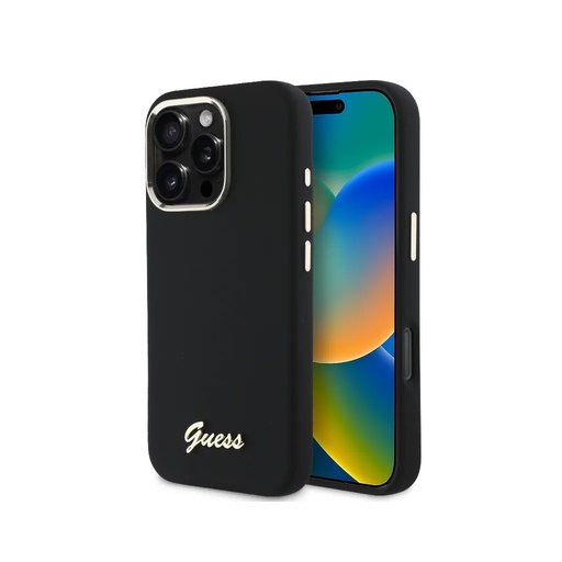 Guess maska Script Logo Camera Frame Liquid (iPhone 16 Pro, crno)