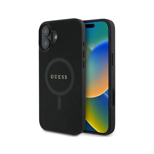 Guess Phone Case MagSafe Saffiano (iPhone 16, black)