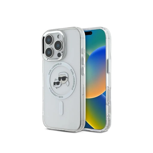 Karl Lagerfeld Phone Case K&C Heads Metal Frame MagSafe (iPhone 16 Pro, transparent)