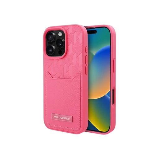 Karl Lagerfeld Phone Case Hot Stamped Monogram Cardslot (iPhone 16 Pro Max, pink)