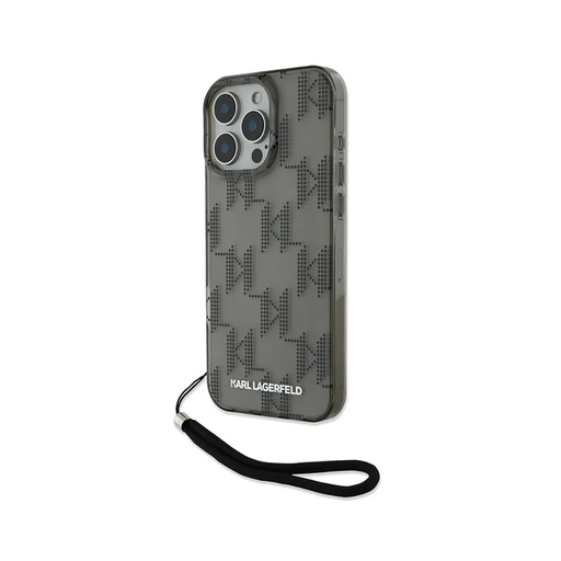 Karl Lagerfeld Phone Case Gradient KL Pattern Wrist Cord (iPhone 16 Pro Max, black)