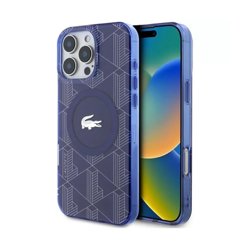 Lacoste Phone Case MagSafe Monogram Silver Logo (iPhone 16 Pro Max, dark blue)