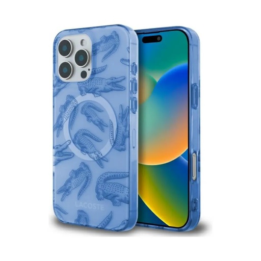 Lacoste maska MagSafe Croc Pattern (iPhone 16 Pro Max, plavo)