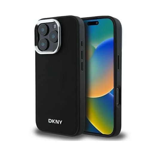 DKNY Phone Case MagSafe Plain Silver Logo (iPhone 16 Pro Max, black)