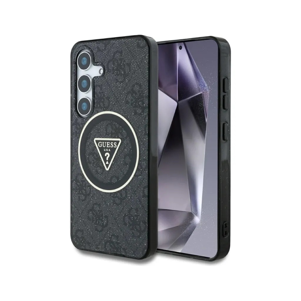 Guess Phone Case MagSafe 4G Pattern Gold Ring Glitter