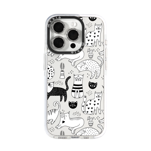 Maska Pattern B&W Cats (Samsung S24, prozirno)