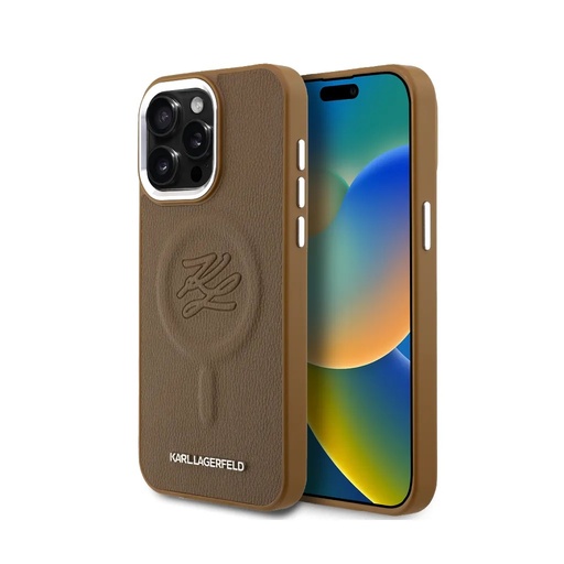 Karl Lagerfeld Phone Case Initial Debossed MagSafe (iPhone 16, brown)