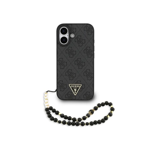 Guess Phone Case MagSafe 4G Pattern Triangle Logo Beads Strap (iPhone 17 Pro, black)