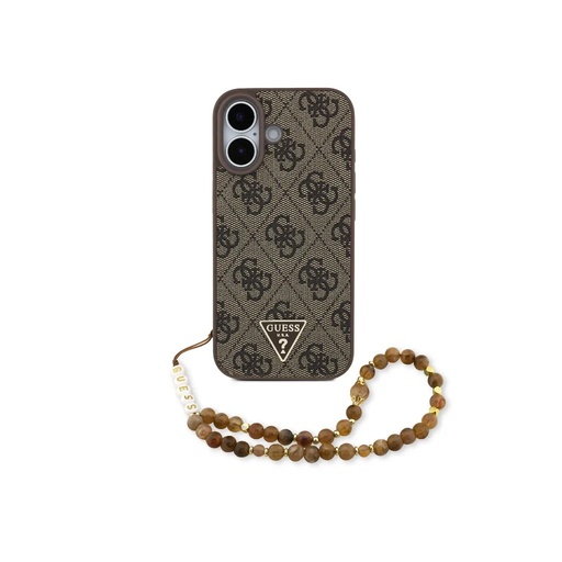 Guess maska MagSafe 4G Pattern Triangle Logo Beads Strap (iPhone 17 Pro, smeđe)