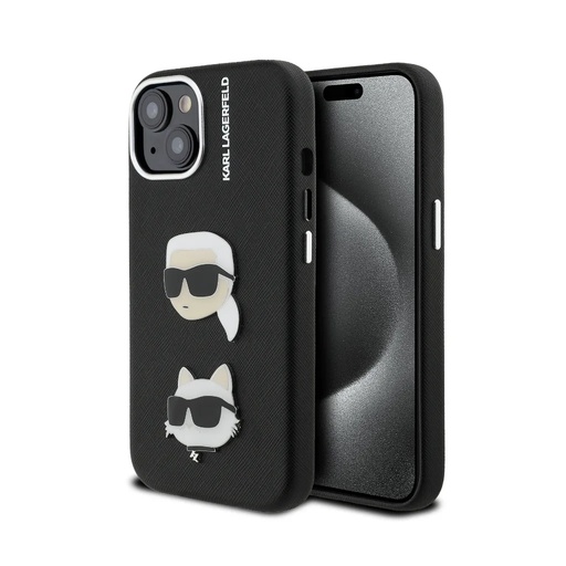 Karl Lagerfeld maska Grained K&C Heads Pin (iPhone 17 Pro, crno)
