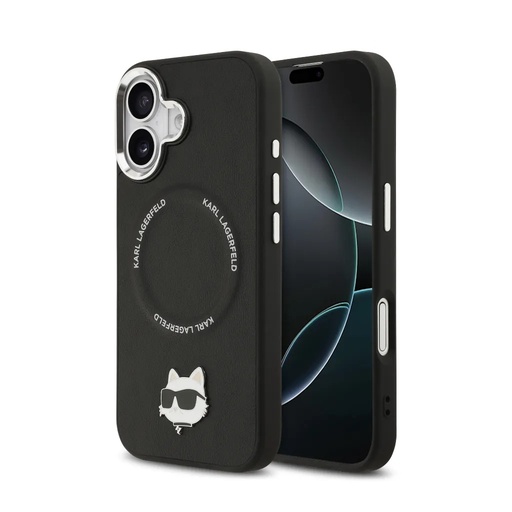 Karl Lagerfeld Phone Case MagSafe Choupette Head Pin (iPhone 17, black)