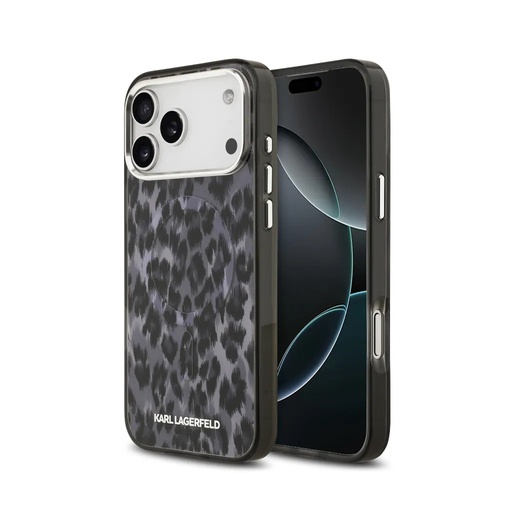Karl Lagerfeld Phone Case MagSafe Leopard Pattern Camera Frame (iPhone 17 Air, black)