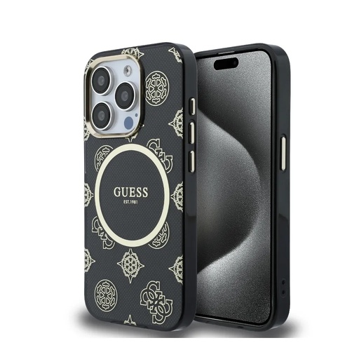 Guess Phone Case MagSafe Peony Dot Print (iPhone 16 Pro Max, black)