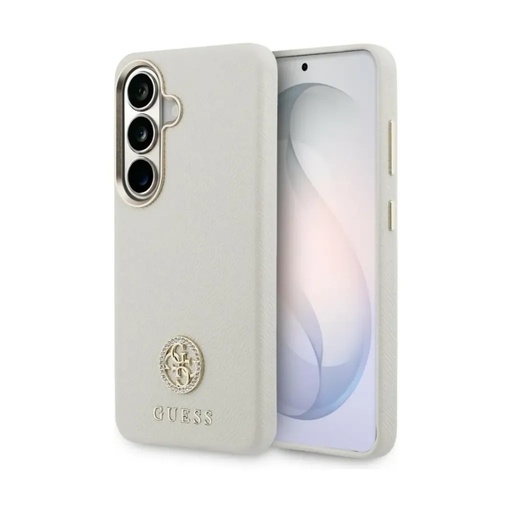 Guess Phone Case MagSafe Rhinestone Round Logo (Samsung S26, beige)