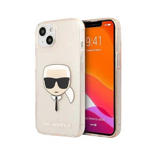 Karl Lagerfeld maska Full Glitter Head Print (iPhone 13 Mini, zlatno)