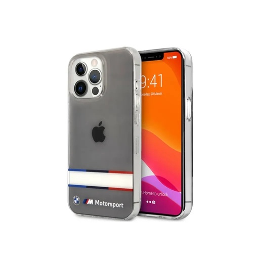 BMW maska Horizontal Tricolor Lines Transparent (iPhone 13 Pro, prozirno)
